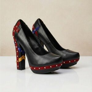 Naughty Monkey Multi-Color Studded Platform Heels